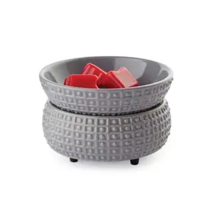 CERAMIC CANDLE DISH AND WARMER - SLATE