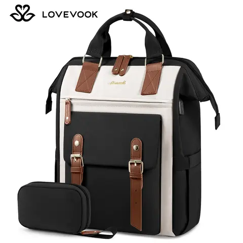 LOVEVOOK Laptop Backpack with USB Port and Small Bag for Women -Stylish Work Bag for Teacher, Nurse, Travel