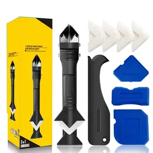 3-in-1 Silicone Caulking Tool - Sealant Finishing Tool, Grout Remover, Glass Glue Angle Scraper for Bathroom, Kitchen, Sink Joints (Black, Blue)