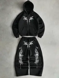 Autumn Winter Hooded Zipper Sweatshirt Set, Comfortable Casual Style, Perfect for Daily Wear, Workdays or Weekend