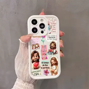 Cute Jesus Soft TPU Full Coverage Anti Drop Phone Case Suitable for IPhone 17 16 15 14 13 12 11 X XS Pro Max Plus, Samsung Galaxy S25 S24 S23 S22 S21 Shockproof Phone Case