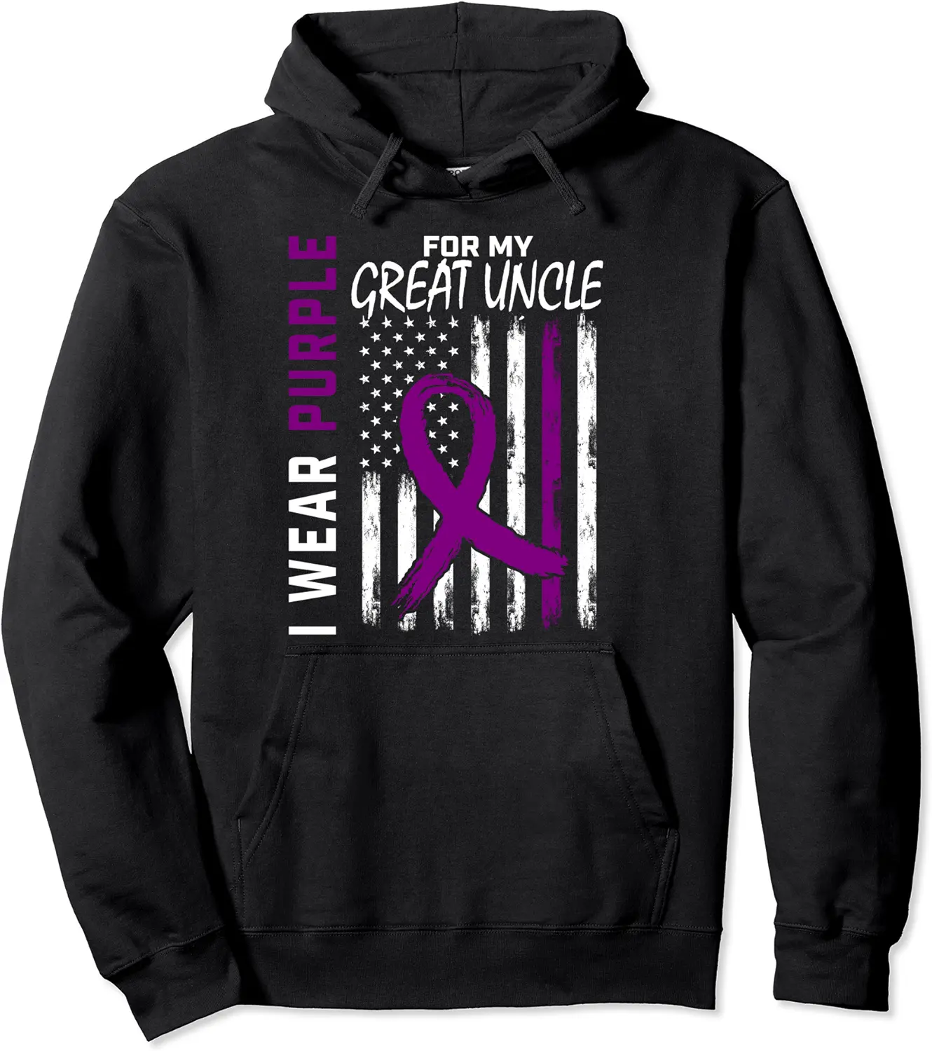 I Wear Purple For My Great Uncle Epilepsy Awareness USA Flag Pullover Hoodie - Karenlyn Shop 68B0BKLJDLQC
