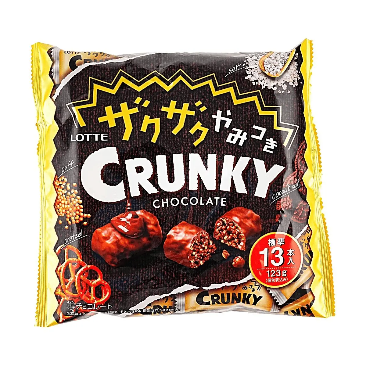 LOTTE Crunky Chocolate Bar 123g - Korean Crispy Rice & Salty Sweet Fusion