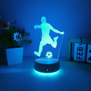 1pc Football Player 3D Night Light, Home Decor Lamp, Led Light Entertainment, USB Powered Touch Switch, Seven Color Changing, Perfect Gift for Soccer Fans