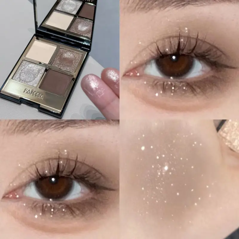 🎁 PERFECT HOLIDAY GIFT! Mojito 4-Color Glitter Shimmer Eyeshadow Palette → Waterproof & Sweat-Proof → Shimmer Pearls Charcoal Grey Sparkles ✨ Perfect for Music Festivals & Christmas Parties | Must-Have for Makeup Beginners!
