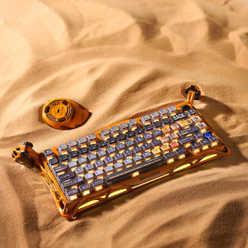 GravaStar Mercury K1 Pro Battle-Worn Yellow Wireless Mechanical Gaming Keyboard, Aluminum Alloy 75% Layout, Hot-Swappable RGB Custom Keyboard with Linear Switches – Handcrafted Battle-Worn Yellow Edition