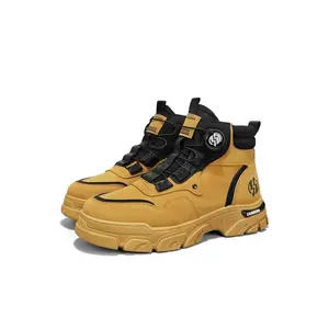 Men's High-Top Boots, British Style Work Boots, Anti-Slip Durable Shoes, Outdoor Hiking Mountaineering Boots, Trekking Camping Shoes ��The shoe width is relatively narrow. It is recommended to choose a size larger by one size.��