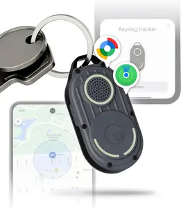 Rolling Square AirNotch Pro Dual - Bluetooth Tracker Keychain - Compatibile with Both Apple iOS Find My and Google Android Find Hub – Replaceable Batteries, Loud 360° Sound, Anti-Loss Locator, Gray