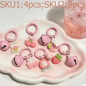 Cute Fruit Rabbit Bell Keychains, Strawberry Cherry Design, Perfect Gift for Easter, Valentine's Day, Mother's Day, Couple Friends