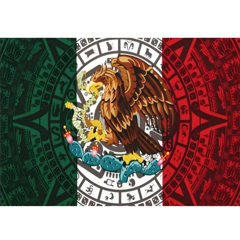 Mexican Flag Tapestry - 30x40 in Rectangular Durable Polyester Wall Decor, Mexican Theme Indoor/Outdoor Fade-Resistant Vibrant Decor, Set Includes Nails
