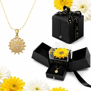 1 Set Simulated Sunflower Rotating necklace Gift Set ,Perfect for Valentine`s Day,Mother`s Day,Anniversaries,Spring and Summer Gifts for Mothers,Girlfriends,Wives,Graduation Gifts,Artificial Flower for Special Occasion