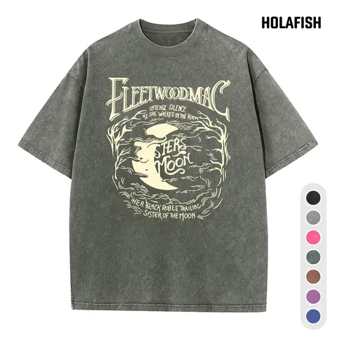Holafish Women's Oversized Vintage Acid Wash Cotton Casual T-Shirt - Short-Sleeve, Round Neck, Loose Fit, Soft, Comfortable, Breathable Fabric, Stylish Digital Graphic Print, Retro Vibe, Travel-Ready, All Seasons Streetwear, 3XL Option