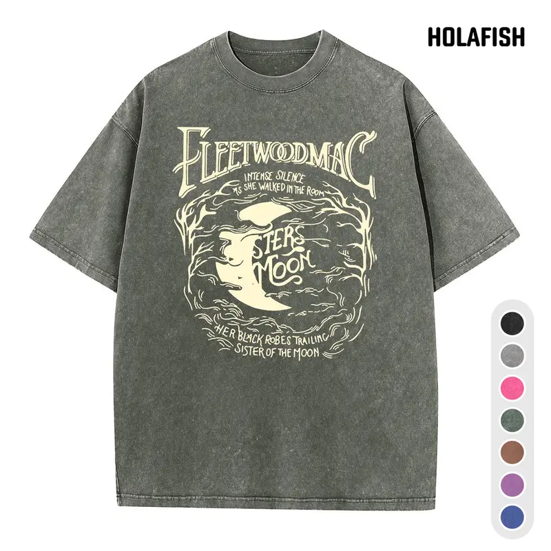 Holafish Women's Oversized Vintage Acid Wash Cotton Casual T-Shirt - Short-Sleeve, Round Neck, Loose Fit, Soft, Comfortable, Breathable Fabric, Stylish Digital Graphic Print, Retro Vibe, Travel-Ready, All Seasons Streetwear, 3XL Option