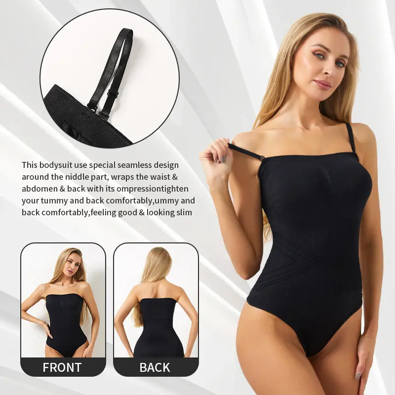 Women's Soft Breathable Fabric Compression Shapewear Bodysuit - Adjustable Strap, Seamless, Tummy Control, Butt Lifter, Boyshort & Thong Sculpting Underwear for Dresses, Party Use