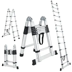 [FLASH SALE] Garvee 12.5FT Telescoping Ladder, Extension Ladder Aluminum Folding Ladder Collapsible Ladder, Telescopic Ladders Foldable Extendable Ladder for Home Homeuse Rv Attic Roof