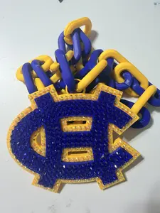 3D Printed Oversized Fan Chain Necklace Turnover Chain- Custom 3D printed chain Custom 3D Printed Oversized Fan Chain Necklace with Bling Rhinestones