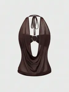 Hippie Women's Y2K Back To School Deep V Vintage Loose Neck Backless Streetwear Camisole