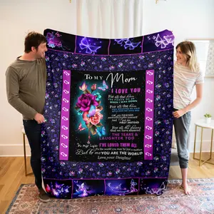 New Daughter Gift Mom Blanket, Floral Butterfly Puzzle Design, Ultra Soft Comfort Home Experience, Travel Leisure Air Conditioning Use