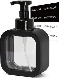 Foaming Soap Dispenser, 300Ml (10Oz) Plastic Refillable Foaming Hand Soap Dispenser with 8 Pcs Waterproof Labels, Foam Pump Bottle for Bathroom and Kitchen (Black) SVLX YIXVN