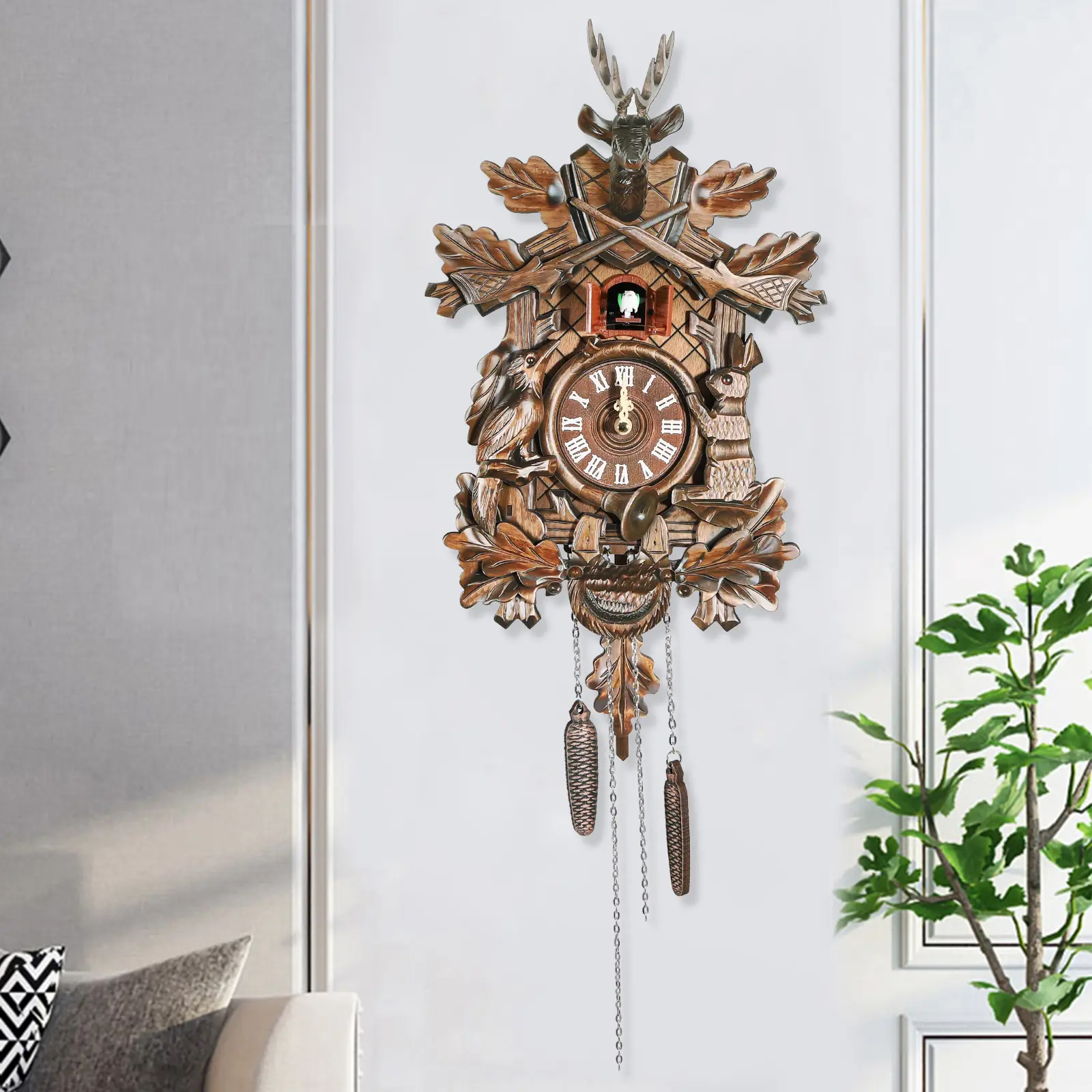Retro-Inspired Decorative Alarm Wall Clock - Northern European Style Elegant Design, Open Type Without Back Cover, Lightweight Hangable Practical Alarm Clock for Home Office Decor Enthusiasts