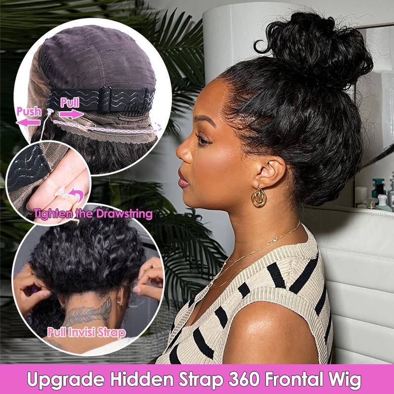 Cynosure 220 Density Water Wave 360 Lace Front Wig Human Hair Pre Plucked Pre Bleached Hidden Strap 360 HD Lace Frontal Wig Affordable Human Hair Wigs For Women