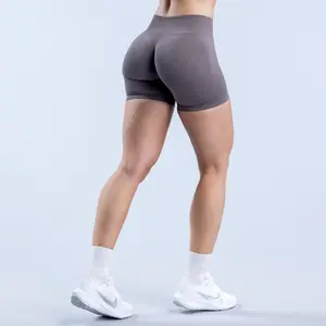 (WIth Logo) DFYE  Impact Yoga Shorts 4.5'' Low Waist Women Seamless Yoga Shorts Scrunch Bum Workout Biker Short Stretch Fitness Scrunch Butt