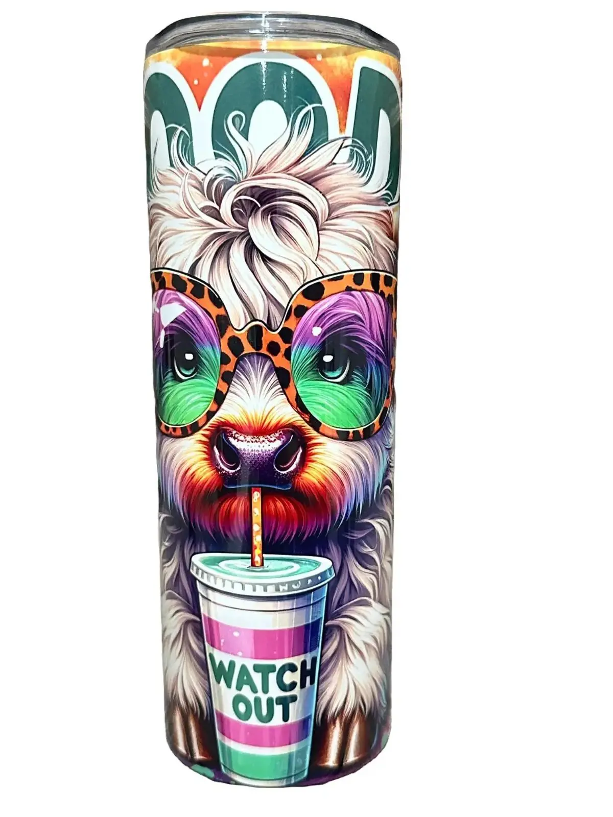 Watch Out Moody Highland Cow - 20oz oz 20 oz. 20oz. Skinny Sublimation Water Bottles Tumbler - Amy's Tumbler Junkies - Your Favorite Tumbler Shop!