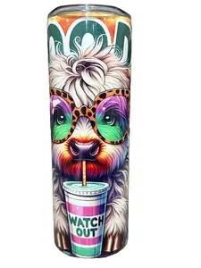 Watch Out Moody Highland Cow - 20oz oz 20 oz. 20oz. Skinny Sublimation Water Bottles Tumbler - Amy's Tumbler Junkies - Your Favorite Tumbler Shop!