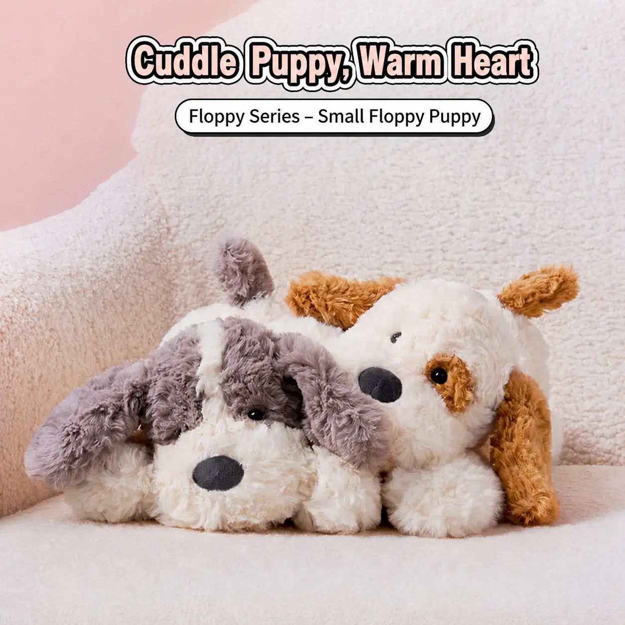 MINISO Lying Pose Small Floppy Dog Plush Keychain, Soft Squishy Puppy Pendant for Bag Phone, Kawaii Stress Relief Gift for Girls Women Key Rings Fidget Keyring