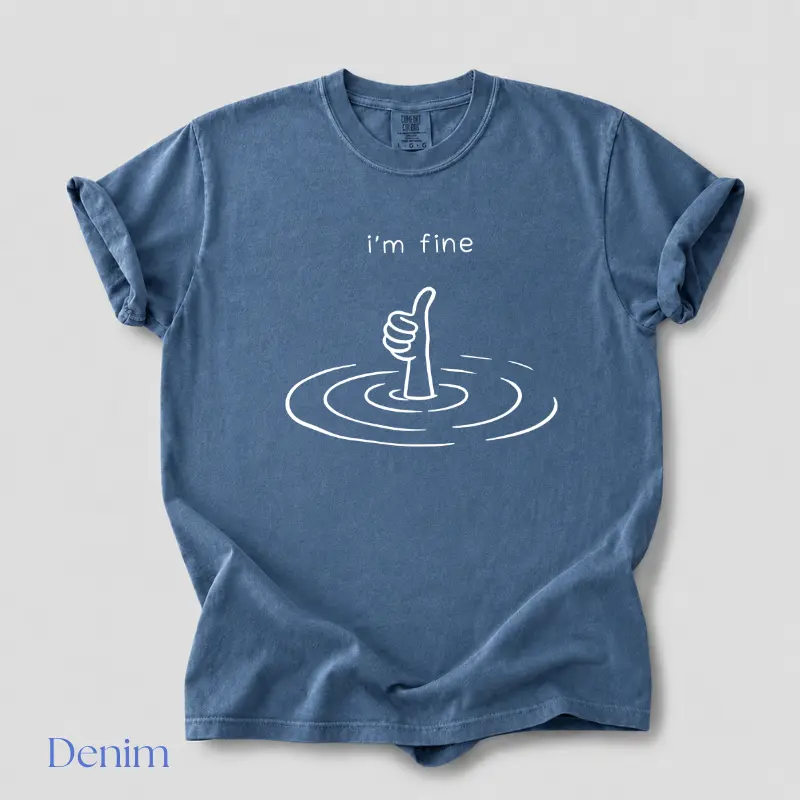 I'm Fine T Shirt, Sarcastic Humor Graphic Tee, Funny Therapy Gift Shirt, Retro Mental Health Inspired Top, Trendy   Tee