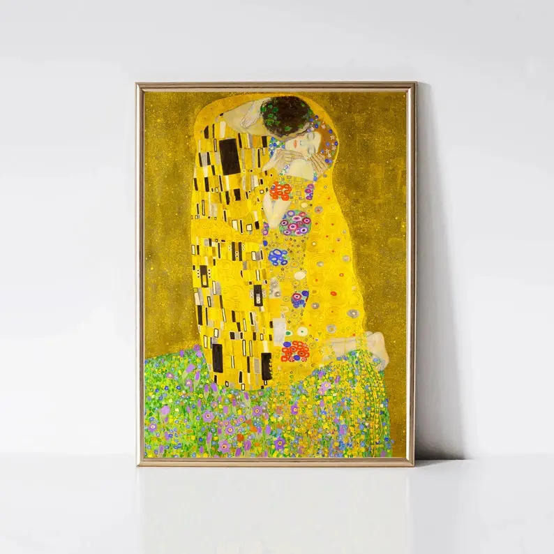 The Kiss by Gustav Klimt Modern Art Nouveau Romantic Portrait Painting ...