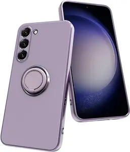 Samsung Galaxy S23 Case with Ring Stand [360° Rotatable Ring Holder Magnetic Kickstand] [Soft Microfiber Lining] Slim TPU Shockproof Protective Phone Cases for Samsung Galaxy S23 Purple