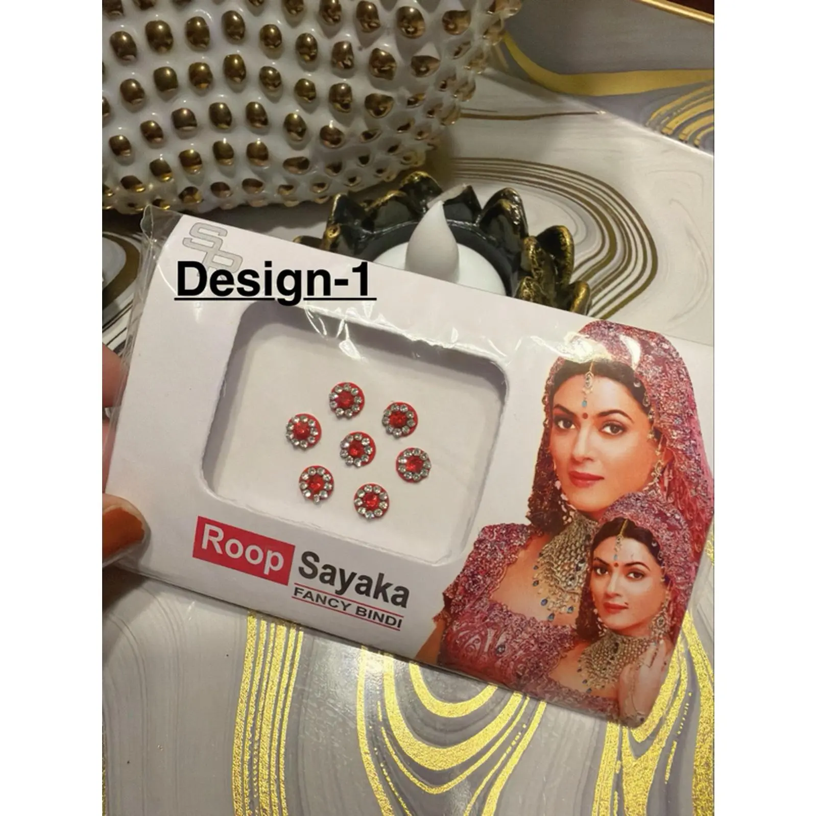 Female Sparkling Velvet Bindi with Stones Inlaid, Round Wedding Fashion Accessory for Women