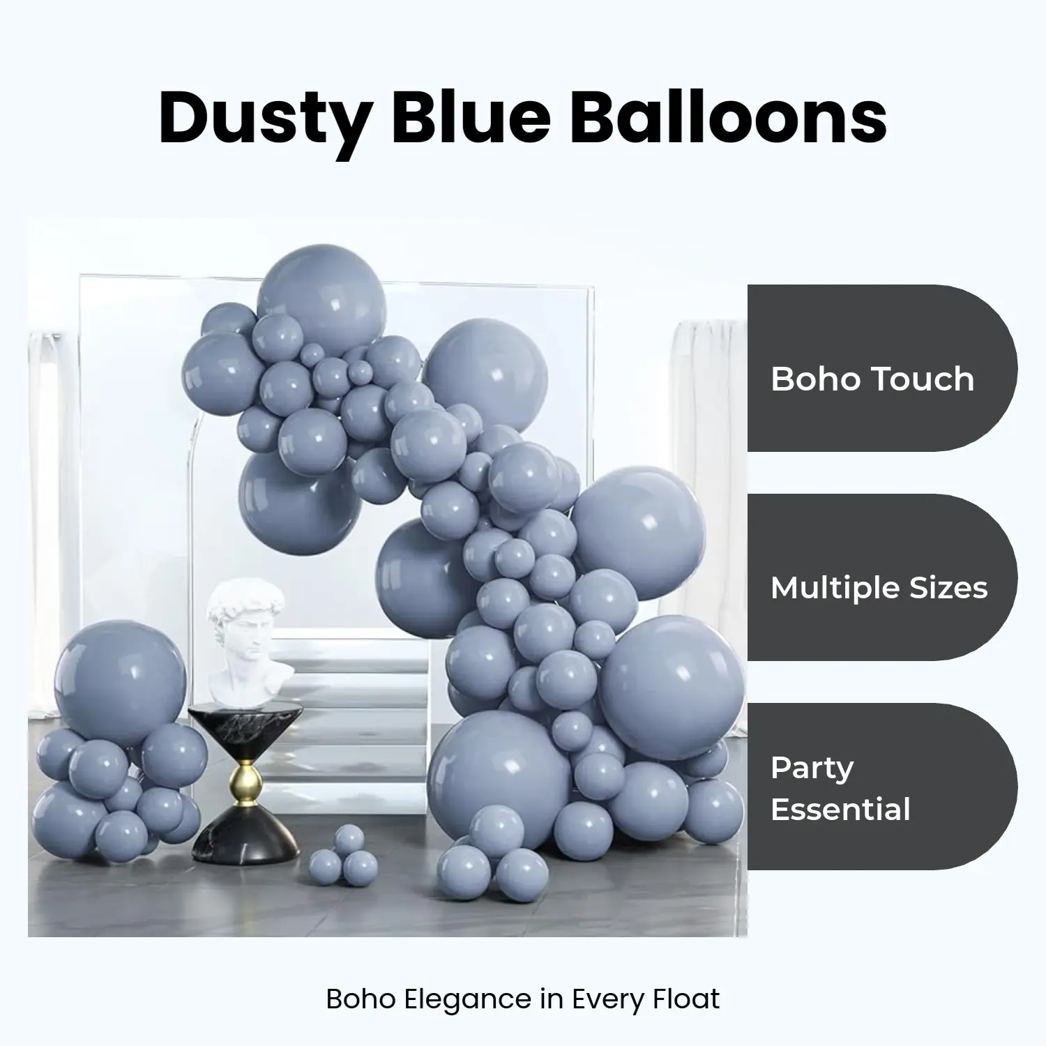 PartyWoo Round Dusty Blue & Boho Dusty Purple Muted Lavender Rubber Latex Balloon Arch Kit, 100-Piece Set with 18/12/10/5 in Sizes for Baby Shower, Birthday Party Decorations Blue-F16