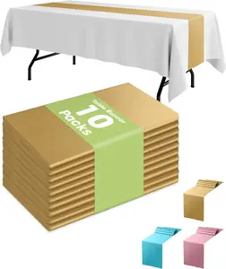 10-Pack Disposable Table Runners - 14x108 Inch Waterproof & Stain-Resistant for Weddings, Parties & Events
