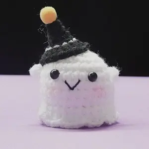 Handmade Mini Crochet Witch Hat Spooky ghost Plush, Halloween crochet Amigurumi, Mini Ghost Plushies, Halloween Decoration, Style G