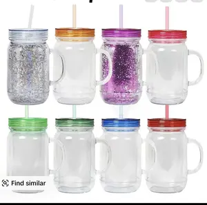 20 oz Double Wall Glitter Snow Globe Plastic Can Tumbler in Eight Colors Perfect for Gifts and Holidays