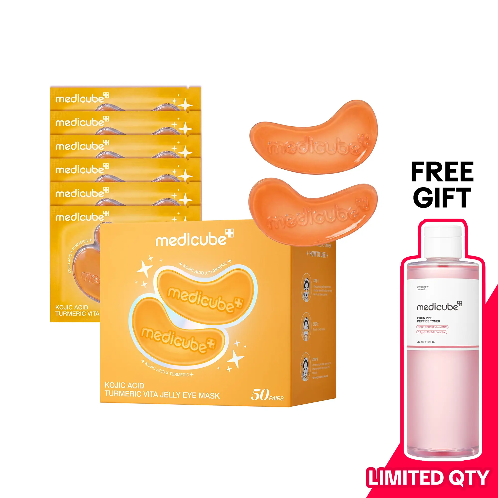[NEW] [medicube] Kojic Acid Turmeric Vita Jelly Eye Mask | Hydrogel Eye Patches with Kojic Acid, Turmeric, Vitamin C | Refreshing for Puffy, Tired Eyes | Soothing & Calming & Tone Renewal & Radiance Care | Troubled Skin & After Spot Care | Korean Skincare