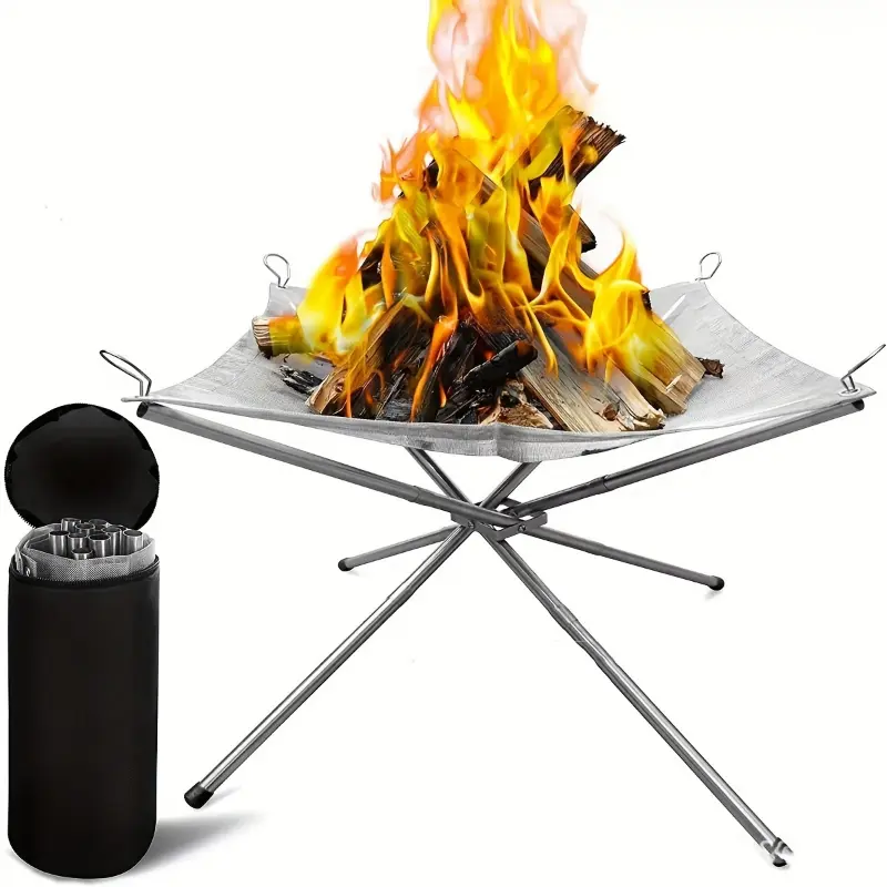 Camp Kitchen Folding Fire Pit Set For Outdoor Garden Activities, Parties, Camping, And Barbecue