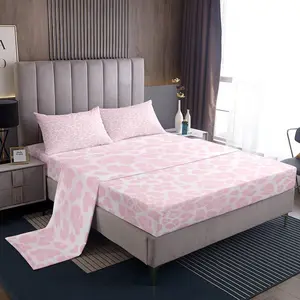 Feelyou Pink Leopard Print Soft Bedding Set - Bedsheet Sets for Kids, Breathable Durable Sheets, Cheetah Animal Print Safari Bedroom Decor
