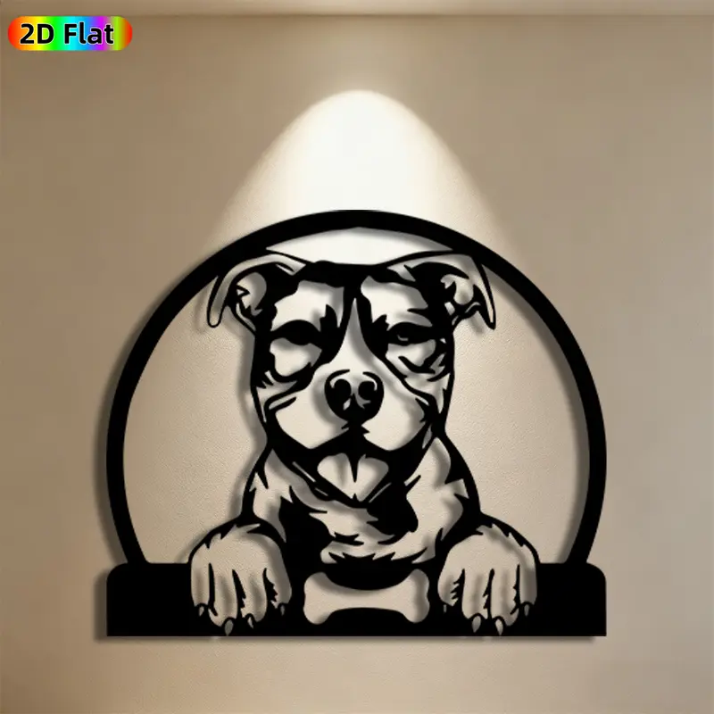 1pc Pitbull Dog Metal Wall Art, Cute Pitbull Dog Statue Mural, Ideal Gift for New Year, Christmas, Dog Lover Enthusiasts, Weather-Resistant Metal Wall Decor Wall Sculptures, Perfect for Indoor Wall & Outdoor Fence, Unique Pet Decor for Home & Garden