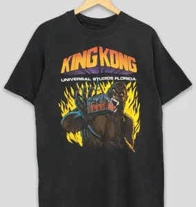 Vintage Universal Studios Hollywood Jurassic World King Kong Tshirt Medium 1990s Jurassic World King Kong American Movies Jaws Unisex Album T-Shirt