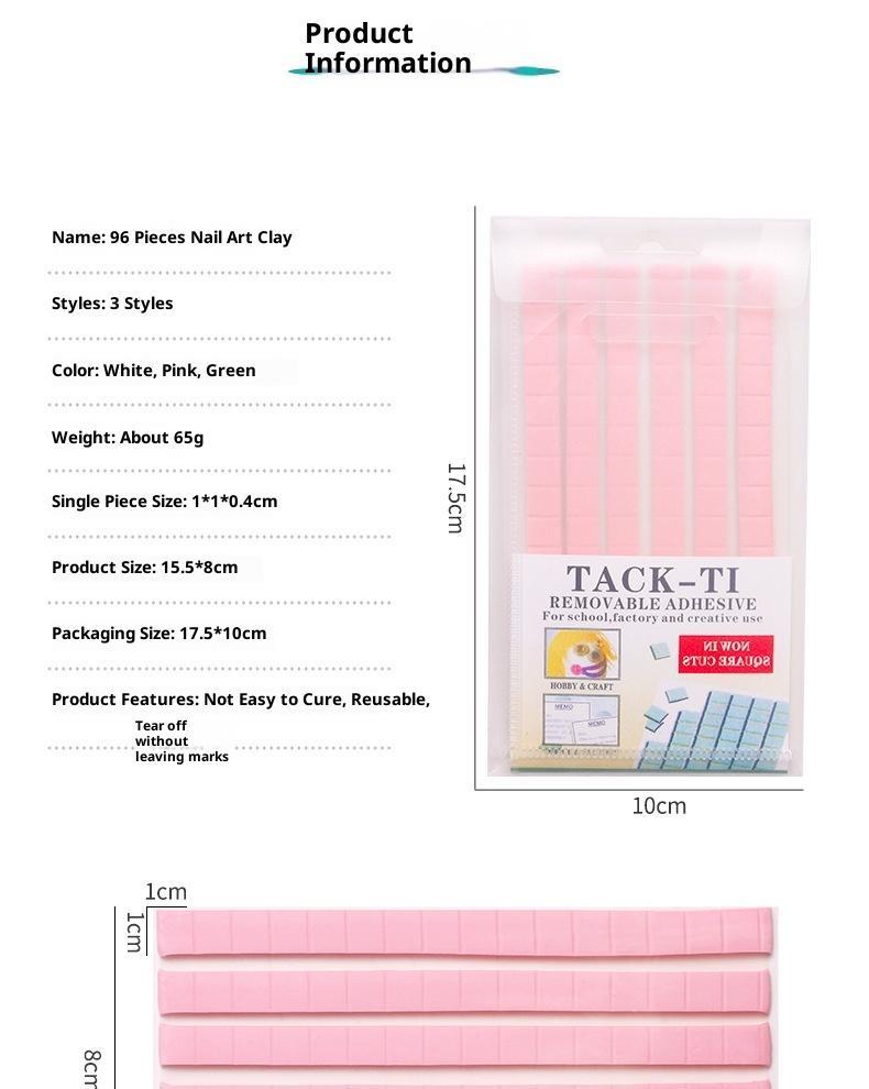 Nail practice tools 96 pieces/pack of clay nail plates, non marking putty, universal clay fixation builder gel brush trendy nail