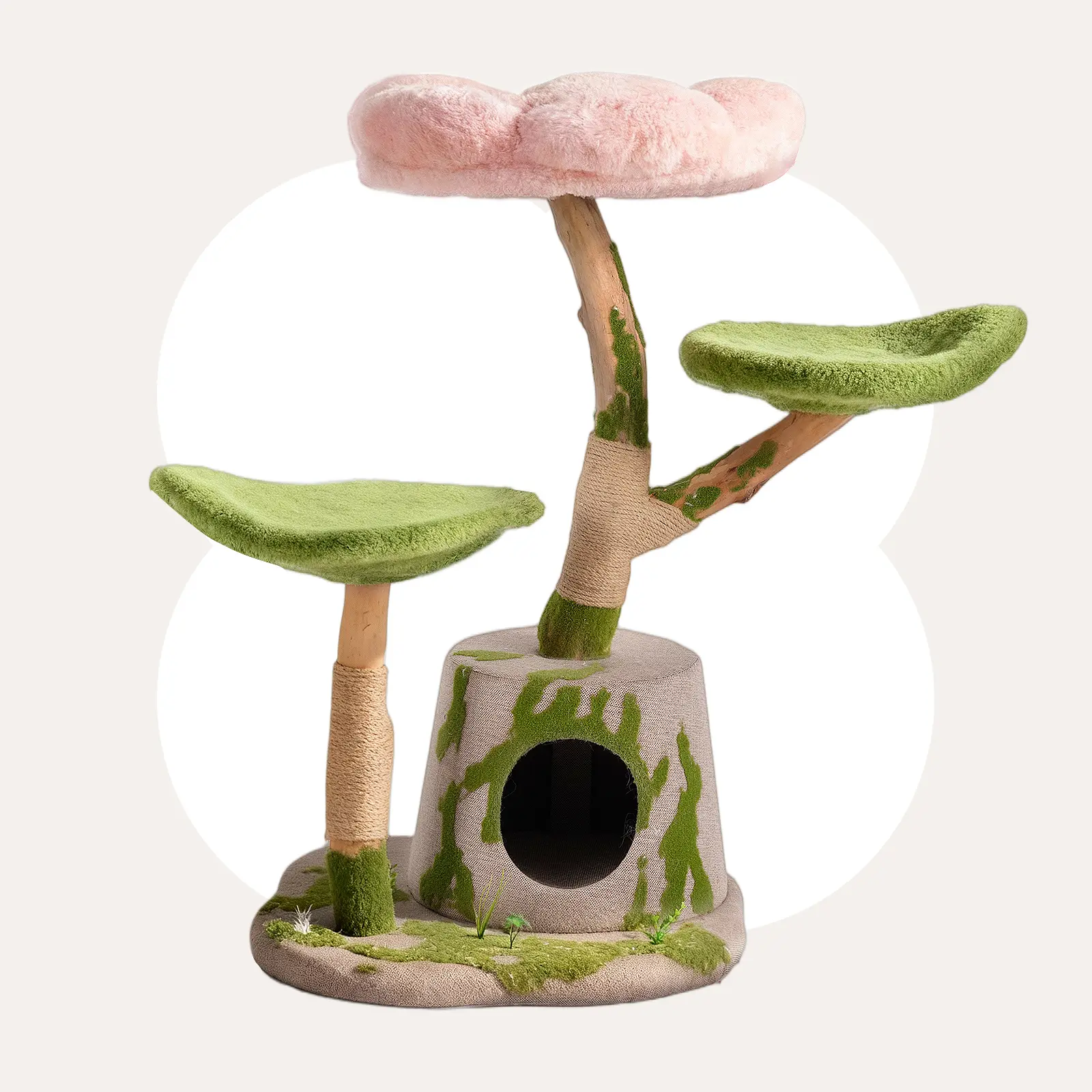 Happy & Polly Enchanted Blossom Cat Tree - Pet Cat Condo with Vertical Scratcher, Cozy Rest Spot, Engaging Play Area for Felines, Provides Rest