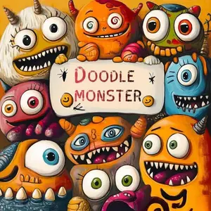 Doodle Monster Coloring Book, Graffiti Style Illustrations, Bold Lines & High Color Saturation, Perfect for Adult Creativity & Stress Relief