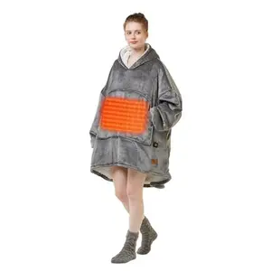 Degrees of Comfort Heated Wearable Blanket for Women Adult, Cordless Wearable Electric Blanket Hoodie Battery Powered, Warm Sherpa Sweatshirt Gift for Women, Blush