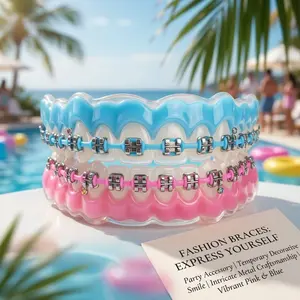 2026 1 Pair Fashion Braces Colorful Temporary Tooth Decoration with Metal Wires Metal Bracket Orthodontic Ligature Ties High Quality