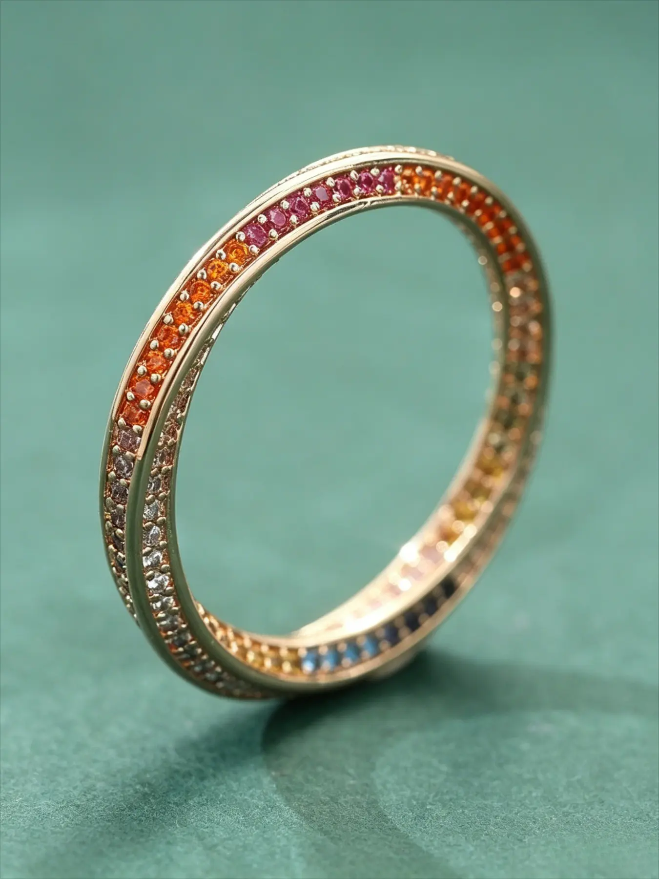 Elegant Copper Moebius Ring with Colorful Zirconia, Fashionable Party Jewelry for Women, Versatile Gift Idea, Stylish Accessory, Elegant Fashion Rings