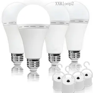 4 Pack Rechargeable Emergency Light Bulbs A19, Camping Lamp Battery Powered LED Light Bulb 6000K Daylight E26 E27 120 Volt 12W 60W Equivalent with 1200mAh for Home Power Outage Camping HurricaneAAGlowHub30XXBloop210