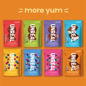 UNREAL Dark Chocolate Caramel Peanut Nougat Bars (1 Bag), 70% Organic Ingredients, Fair Trade, Non-GMO, No Corn Syrup, Sugar Alcohols, Soy, 3.4oz